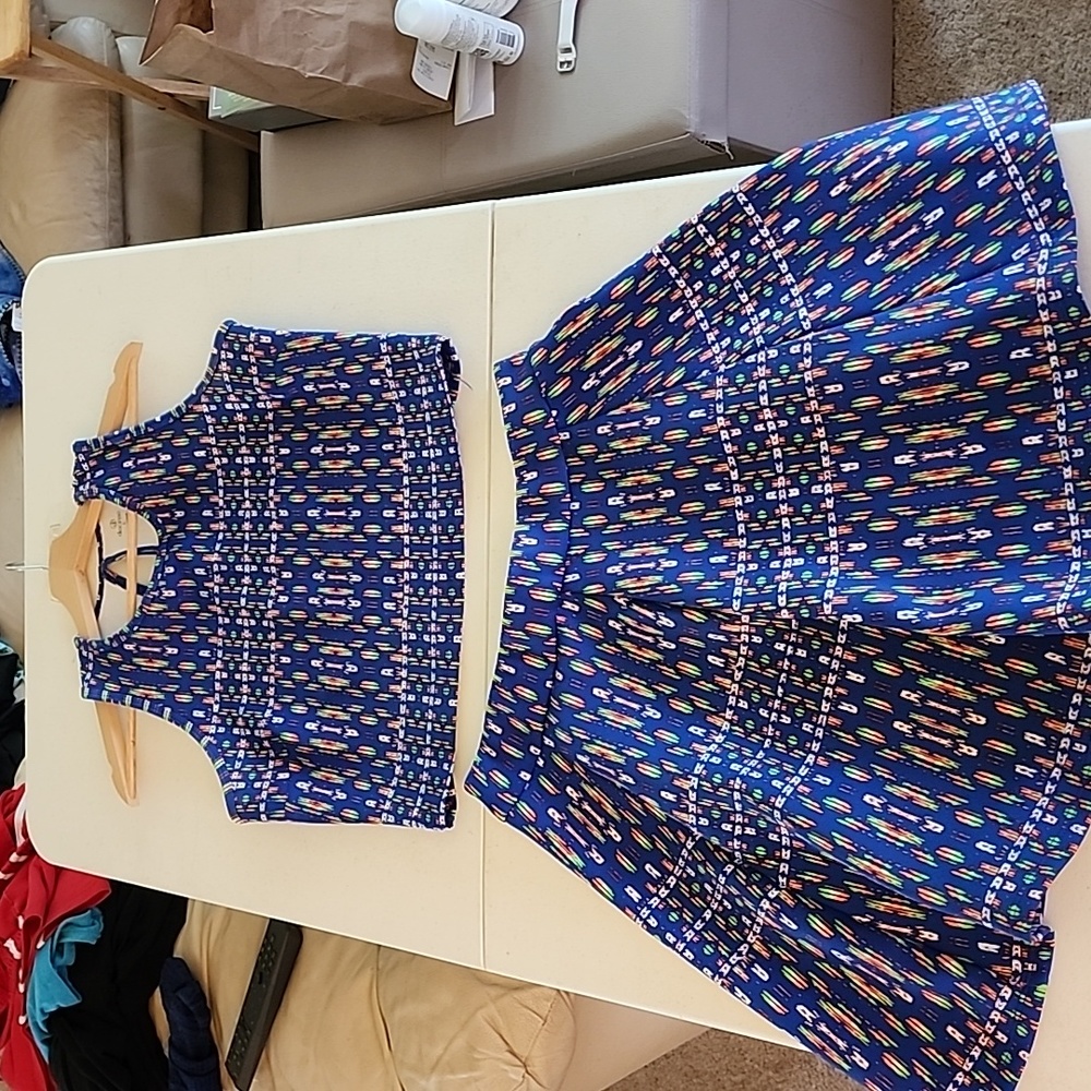 2 Piece crop top with matching skirt